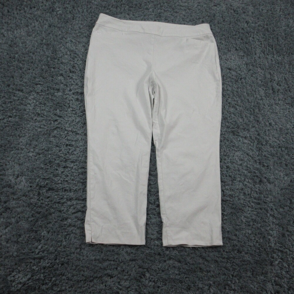 Chicos Pants Womens 14 White Stretch Pull On Slim Ankle Comfort 36x23*